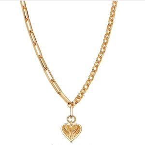 Gold ridge heart axiom chain necklace